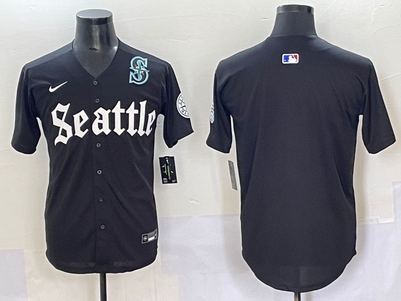Men 2025 Seattle Mariners Blank black Five generations Joint Name Nike MLB Jersey style 1